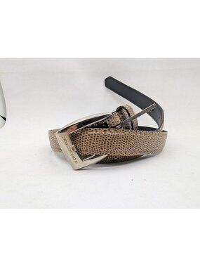 Gloria Vanderbilt Belt SZ 8 Medium 28.5" Reptile Embossed Tan Silver Buckle